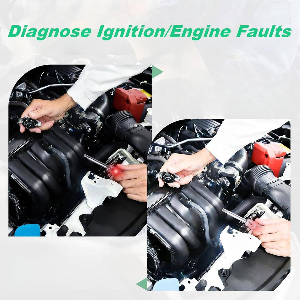 Ignition system tester probes touching engine components during diagnosis