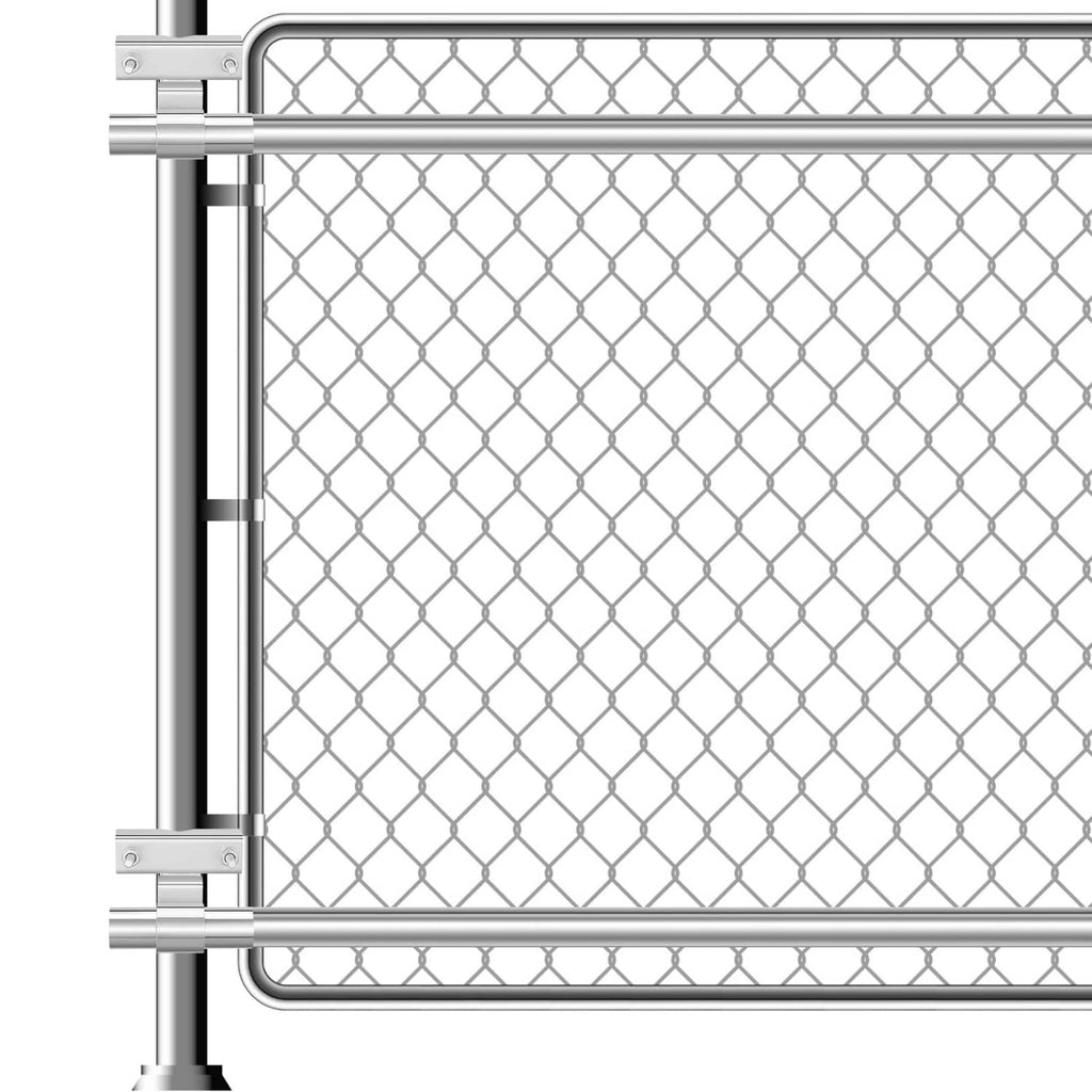 Chain link fence rolling gate roller brackets mounted on vertical post and rail