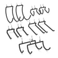 Pegboard drill holder utility hook set, black metal with loop arms and mounting pins