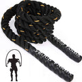 Black weighted jump rope with orange accents and PROUD PANDA branding on handles.
