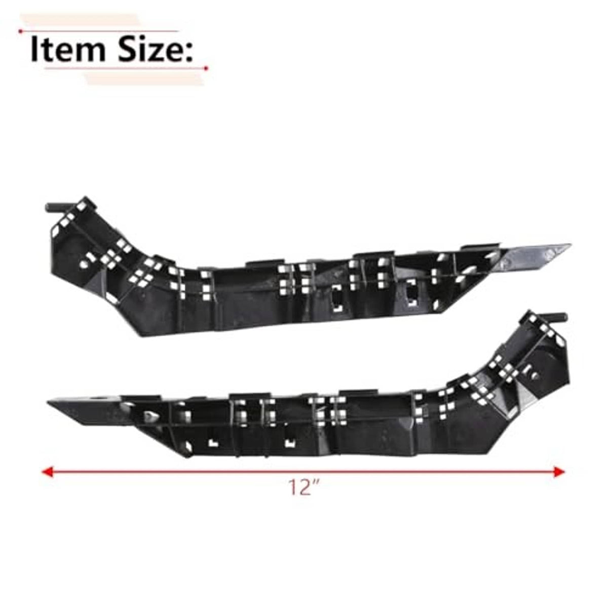 Black front bumper bracket set with side mounting tabs and perforations