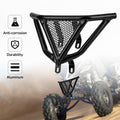 Black ATV front bumper guard with perforated mesh center and curved top bar