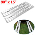 Aluminum trailer ramps, slotted ladder surface, two-piece set, 80 x 15 in