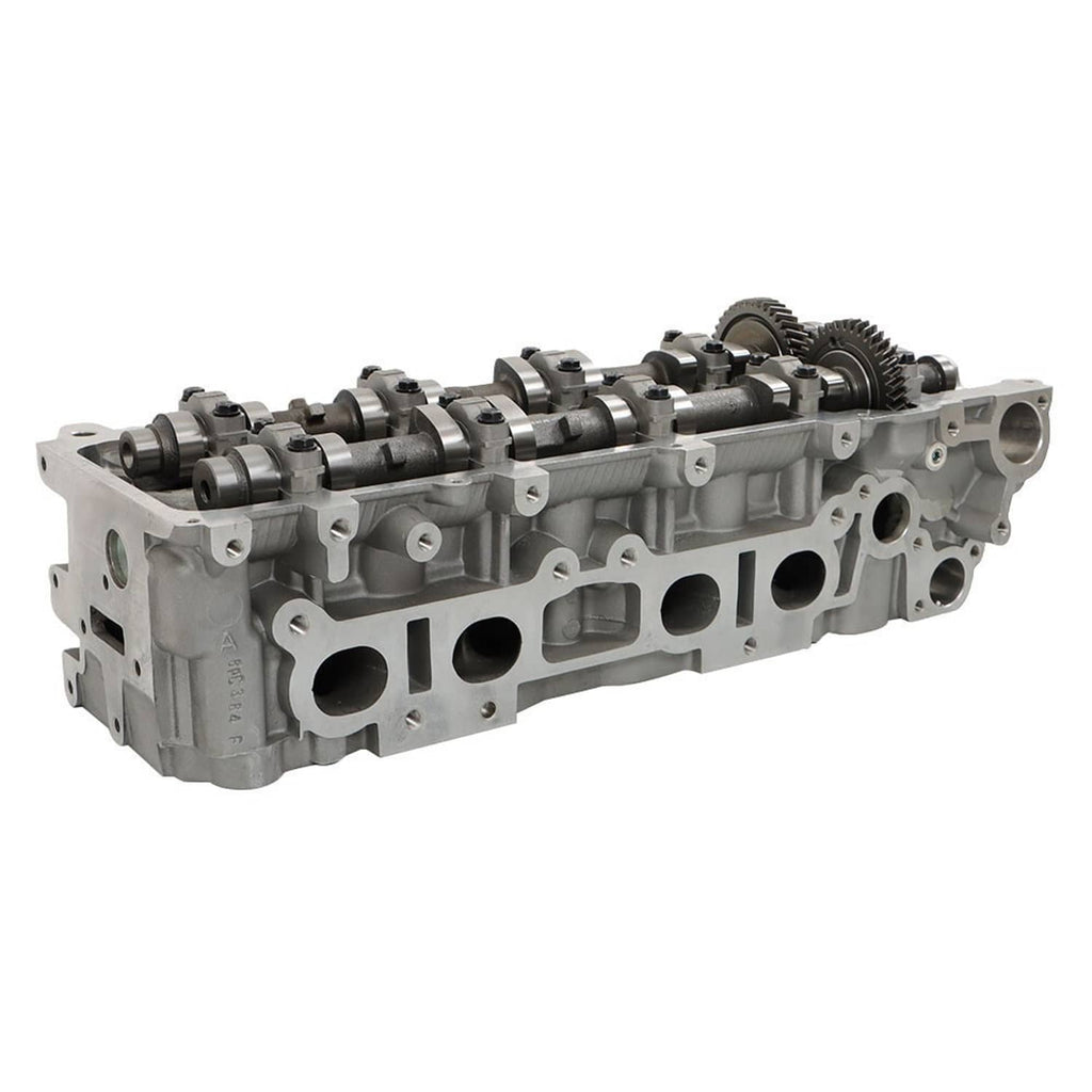 Cylinder head with exposed camshafts and side port openings for airflow passages