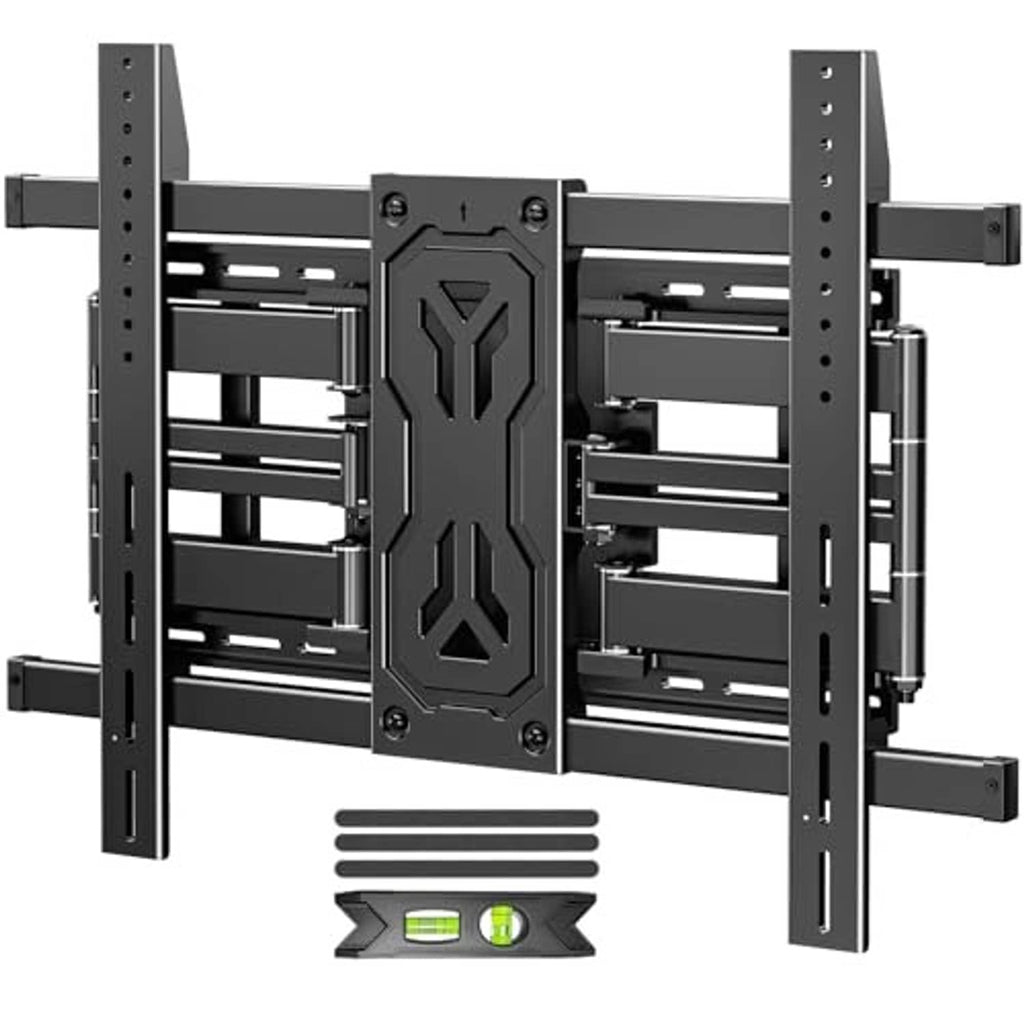 TV wall mount bracket with double-arm structure and centered mounting plate