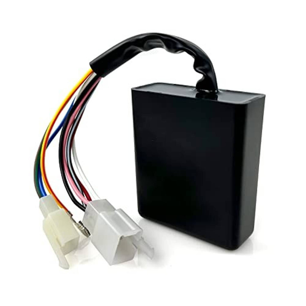 CDI igniter box with black casing and multi-wire harness with small white plugs
