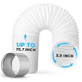 Portable air conditioner exhaust hose, white with gray coupler; 78.7 in length