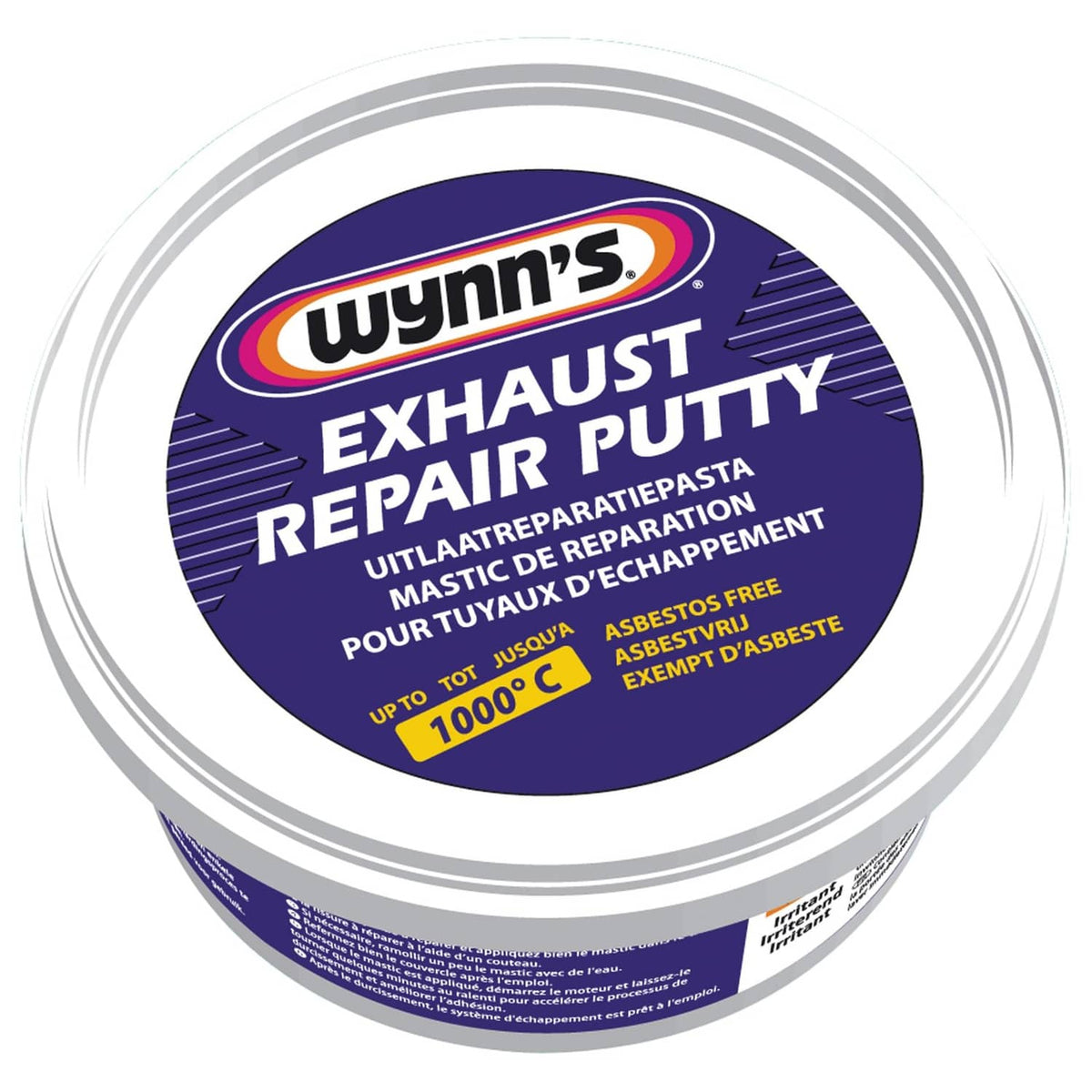 Wynn's Exhaust Repair Putty gray sealant in round metal tin