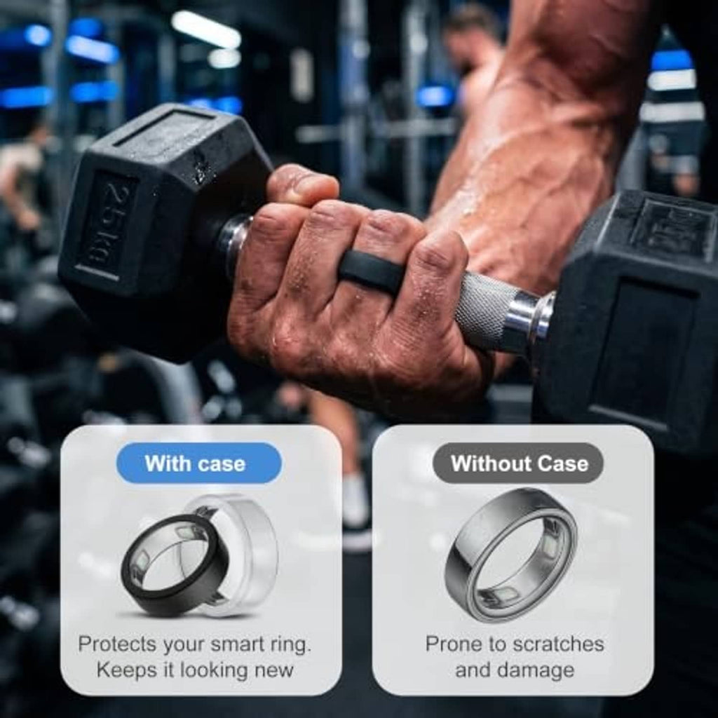 Silicone ring cover comparison showing protection with case versus without case