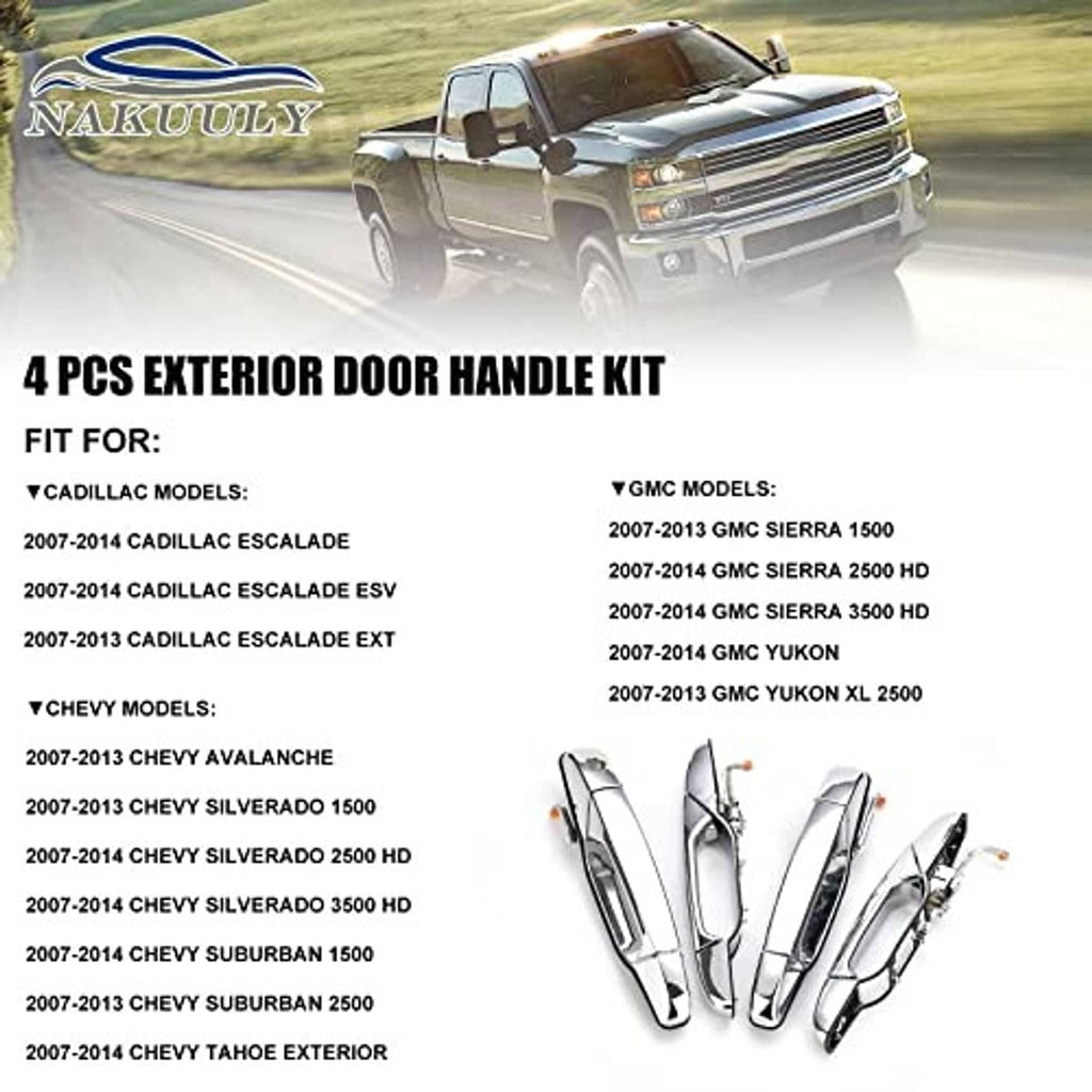 Chrome exterior door handle kit with four polished handles shown in a small product group