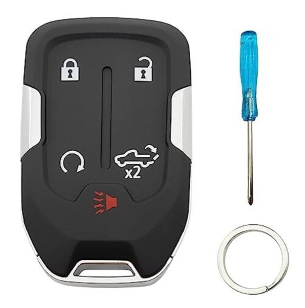 Dark smart key fob shell cover with 5-button icons and spare key