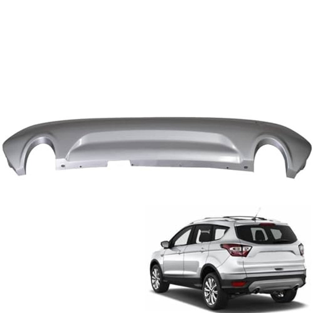 Rear lower bumper cover, silver-gray replacement panel with wheel cutouts