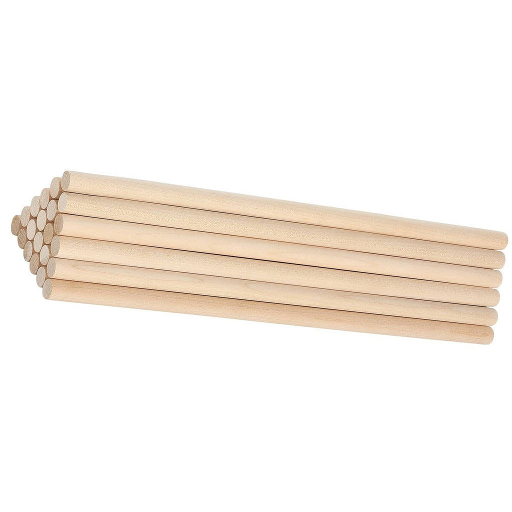 Natural wood dowel rods, smooth 1/2 x 12 in craft sticks (25-pack)