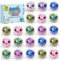 Squishy octopus stress balls set, 24 colorful balls with clear stands