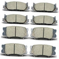 Eight-piece ceramic brake pad set with metal backing plates
