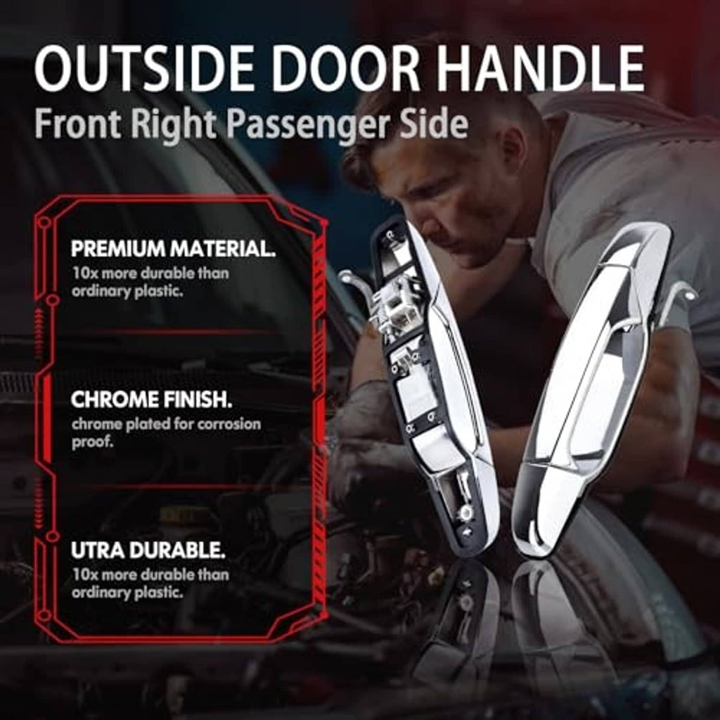 Chrome finish outside door handle for front passenger side