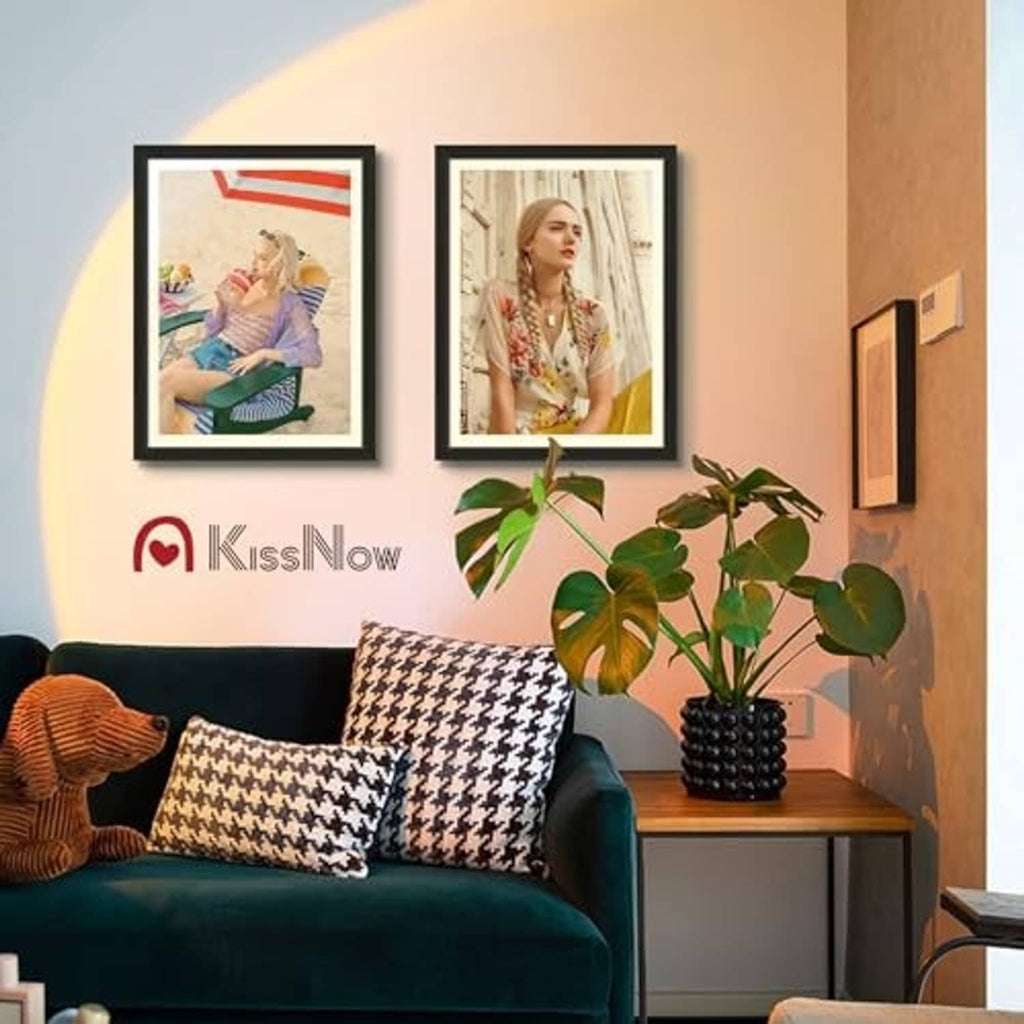 Black 18x24 picture frame set with two wall-hung framed artworks