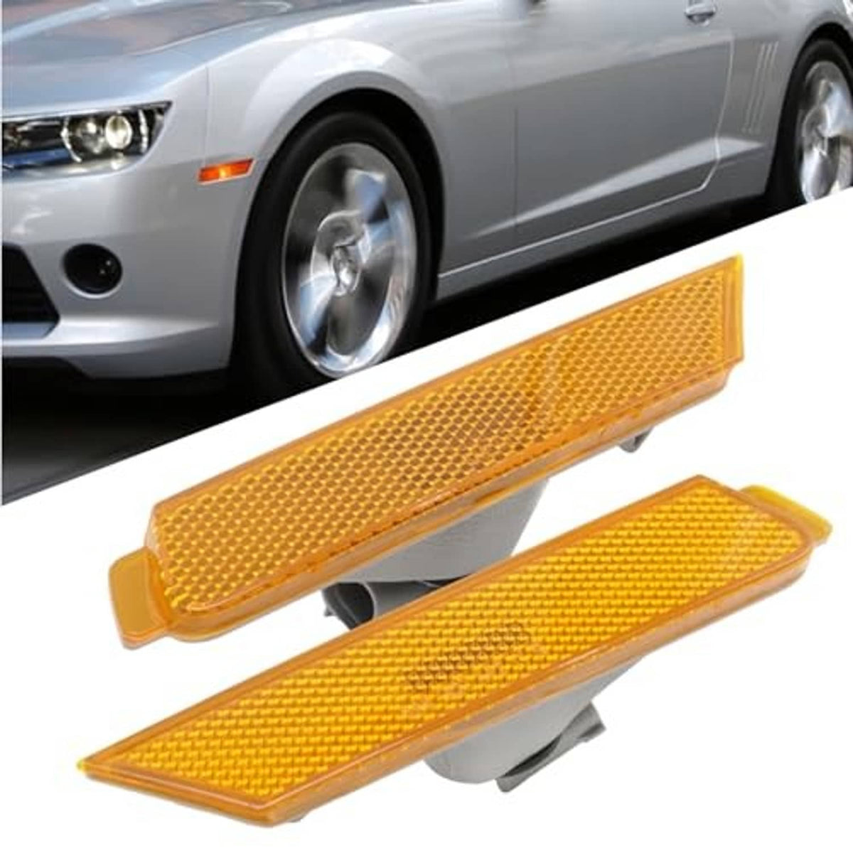 Amber front bumper side marker light assembly, two-piece set with textured lens