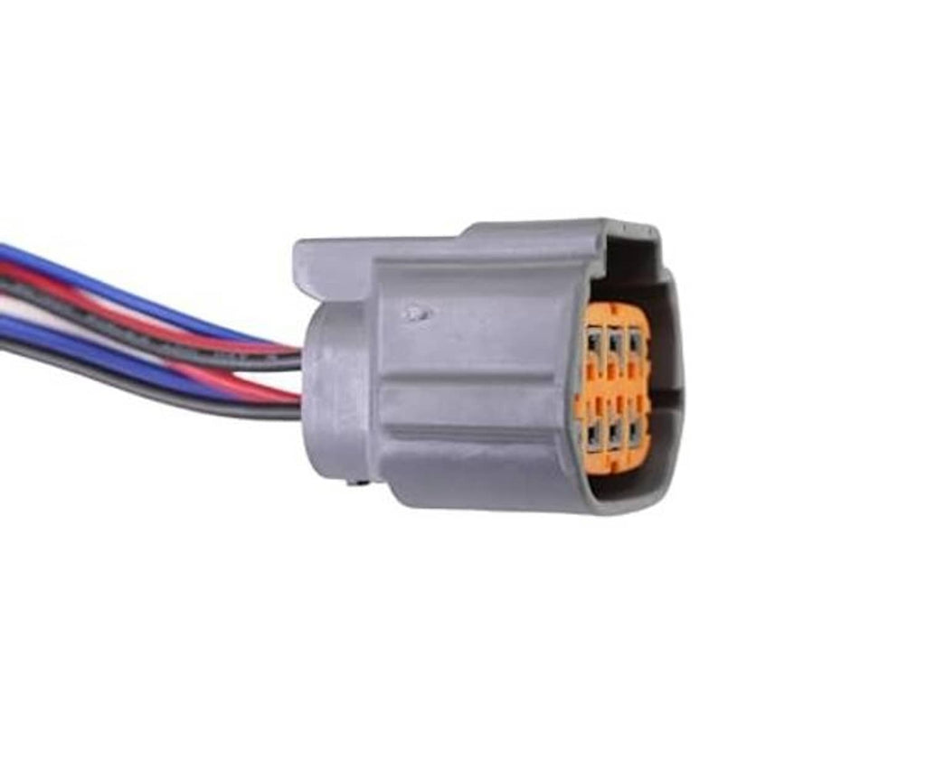 Grey throttle body connector with orange multi-pin insert and short red/blue wire leads