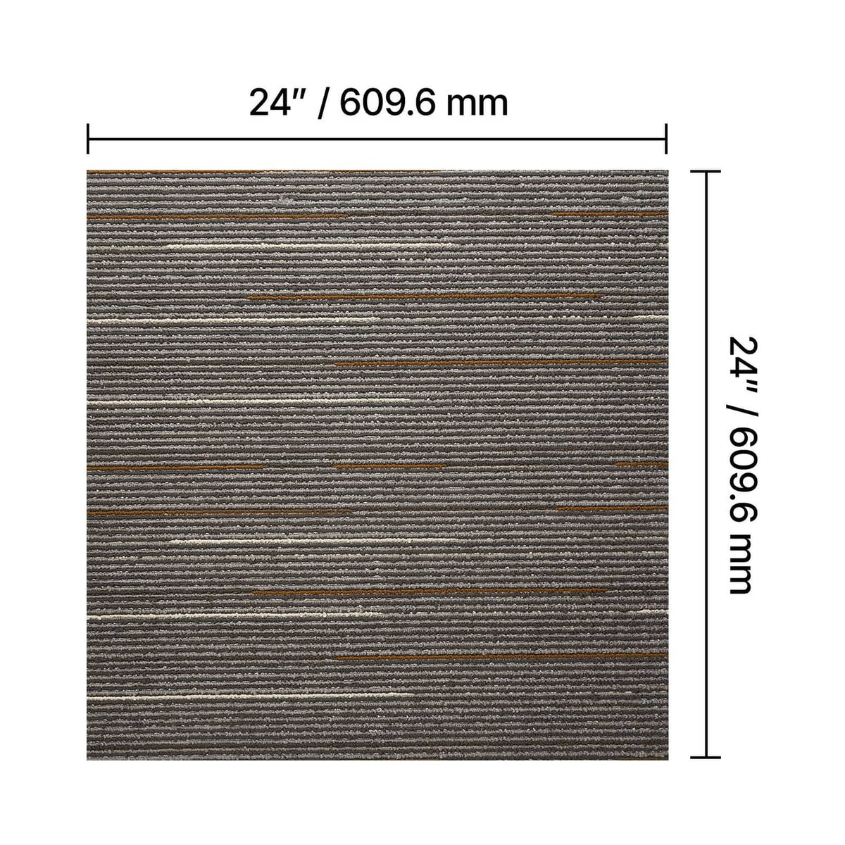 Close-up of brown carpet tile with fine textured stripe pattern