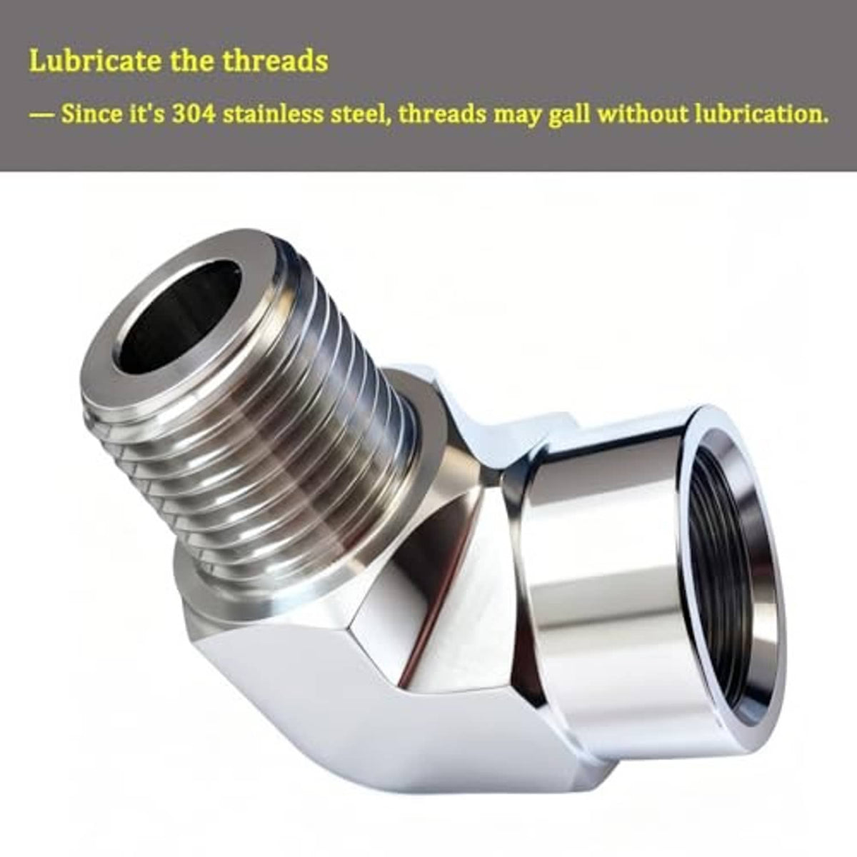 Stainless steel 90° elbow connector with internal threads and capped opposite end