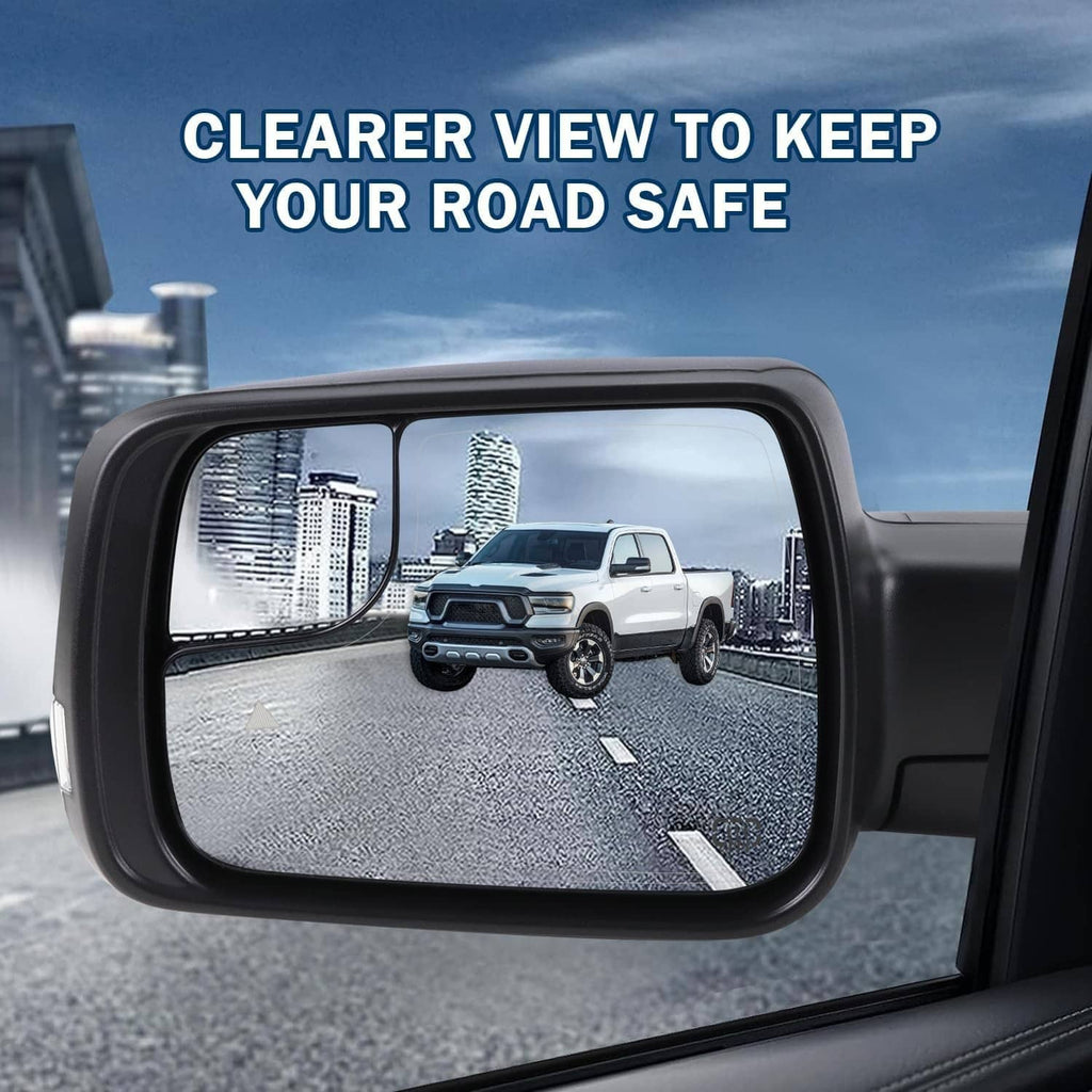 Left driver-side heated mirror with clear outer lens and built-in turn-signal indicator
