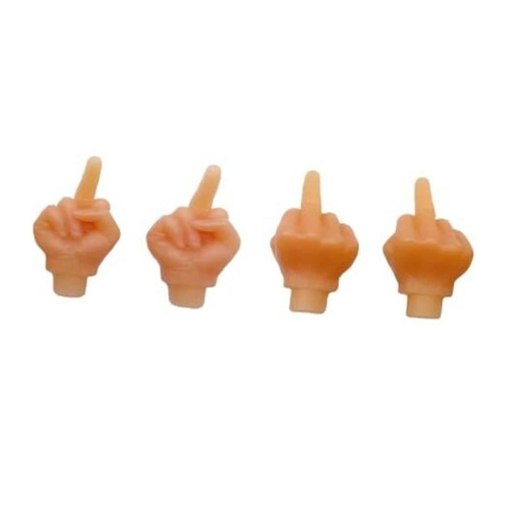 Set of four orange middle-finger tire valve caps