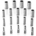 Assorted chrome deep sockets, set of matching socket sizes