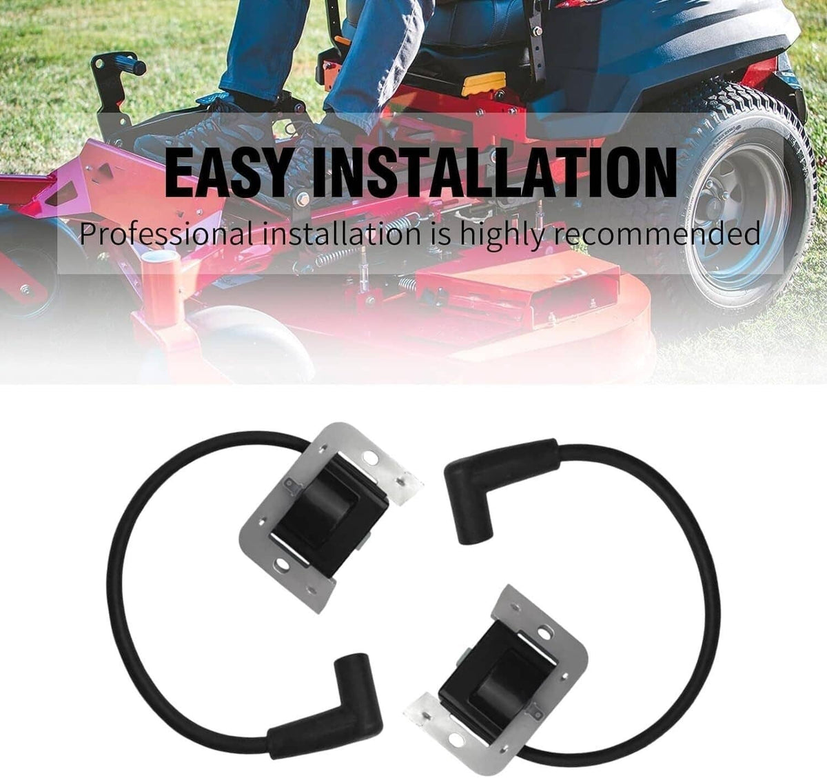 Pair of ignition modules with black cables and mounting plates, replacement kit