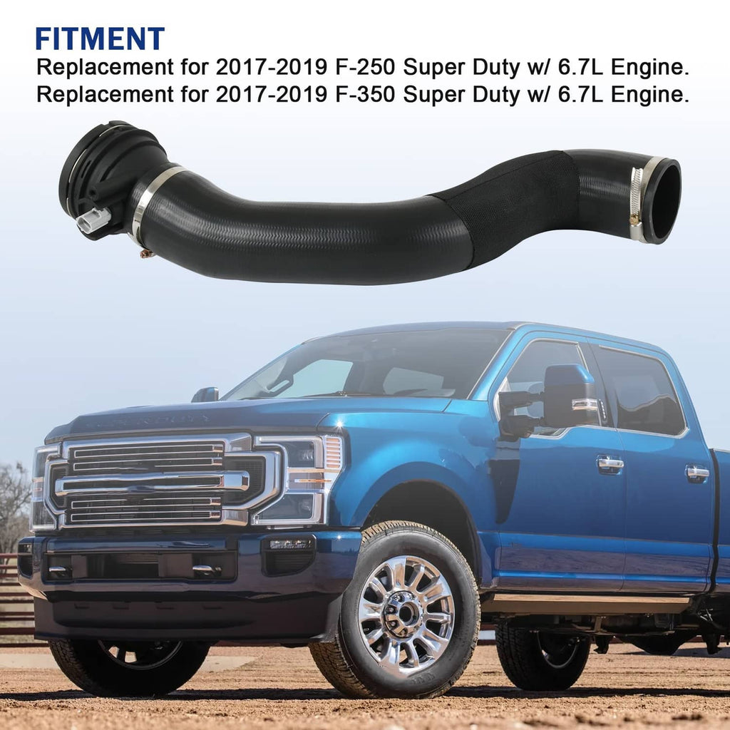 Black turbo intercooler outlet hose with sensor, curved tube with coupler ends