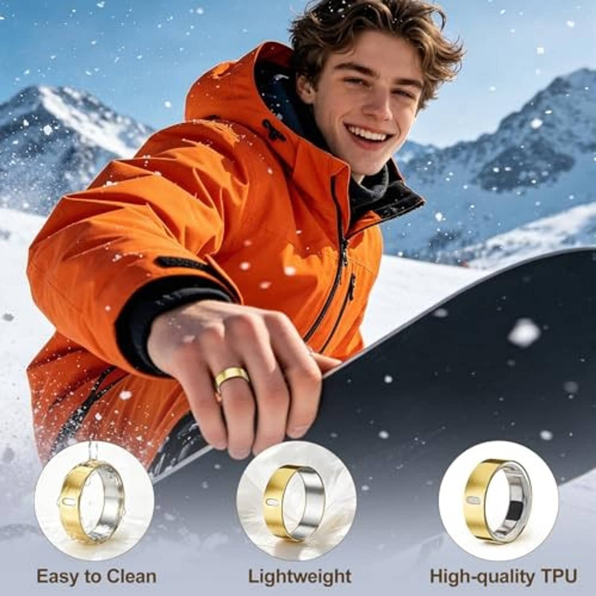 Gold ring cover set: three TPU shells shown, curved design with inner opening