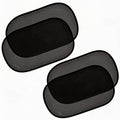 Black oval car window sun shades set with static cling backing, two panels.