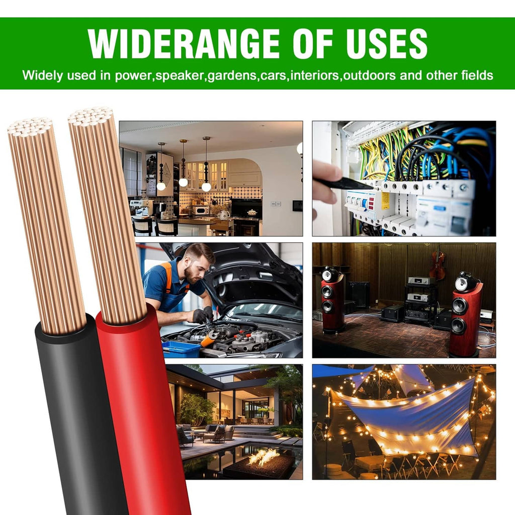 Two lengths of red and black PVC-insulated CCA 2-conductor wire with copper cores