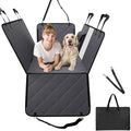 Waterproof dog car seat cover, quilted dark gray with hard bottom and side flaps