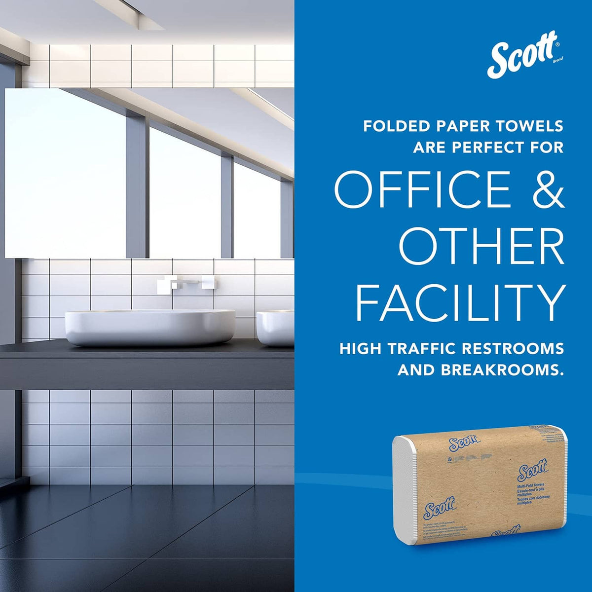 Folded paper towel roll pack, white multi-fold sheets in a tan package