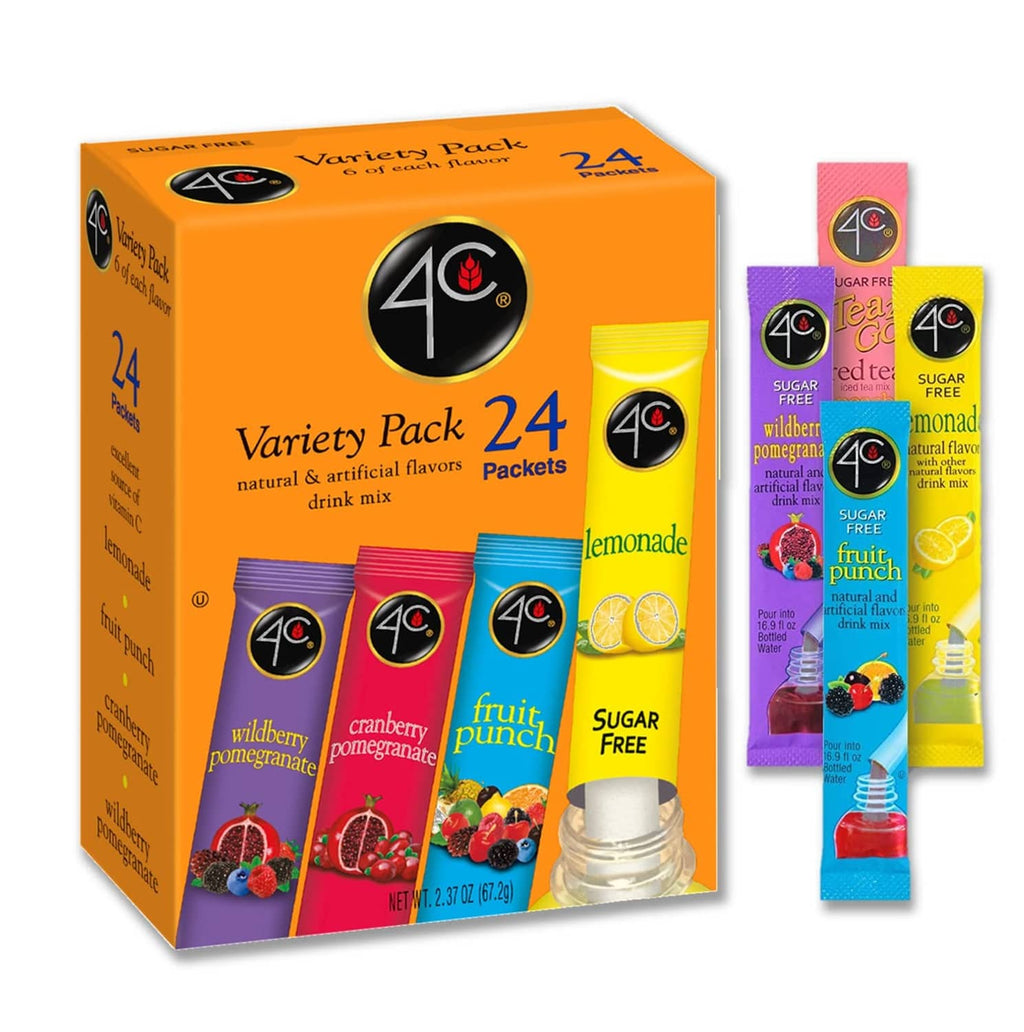 4C Variety Pack 24 powder drink mix packets box, assorted flavors