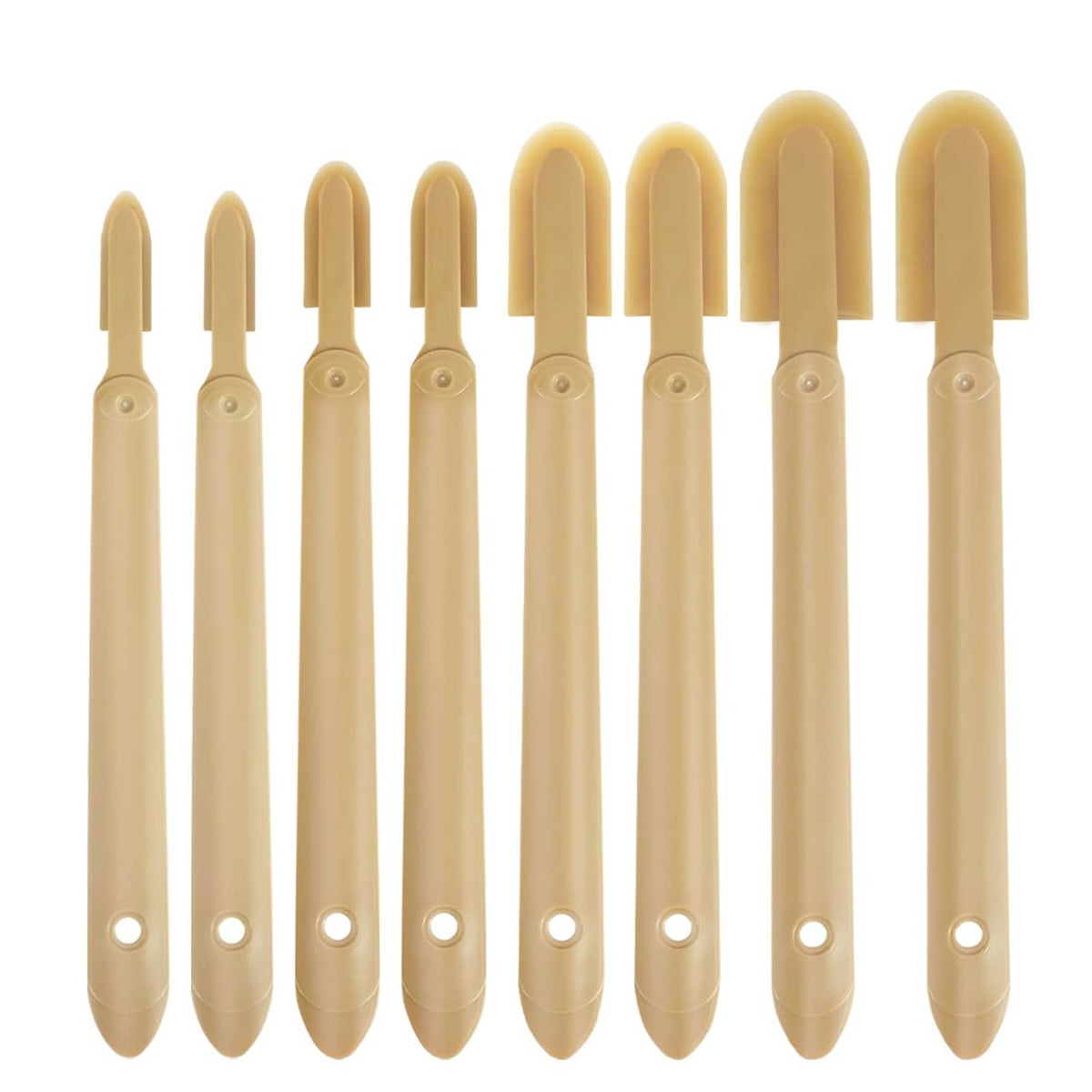 Rubber caulking spatulas set with eight yellow silicone finishing tools