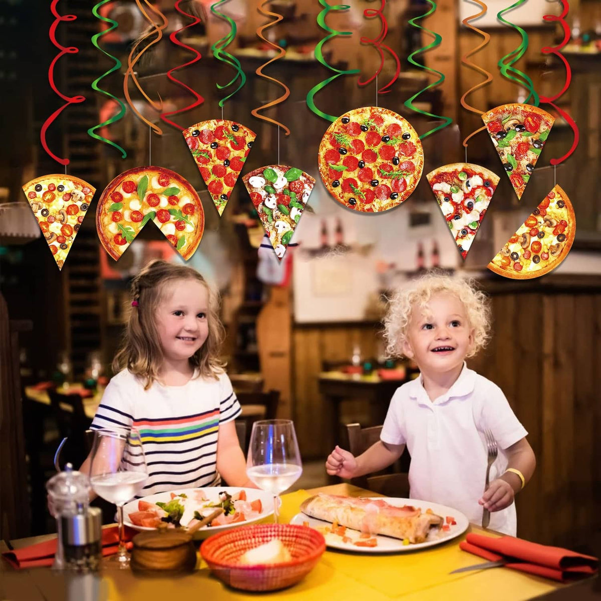 RivetOak 30Pcs Pizza Party Hanging Swirl Decorations Theme Ceiling Whirl...