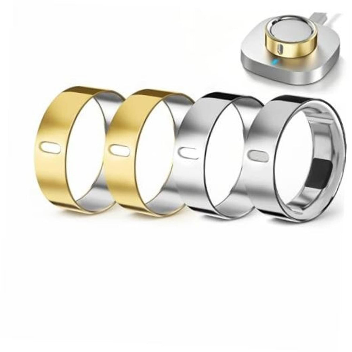 Four-pack TPU ring covers: two gold, two silver band protectors