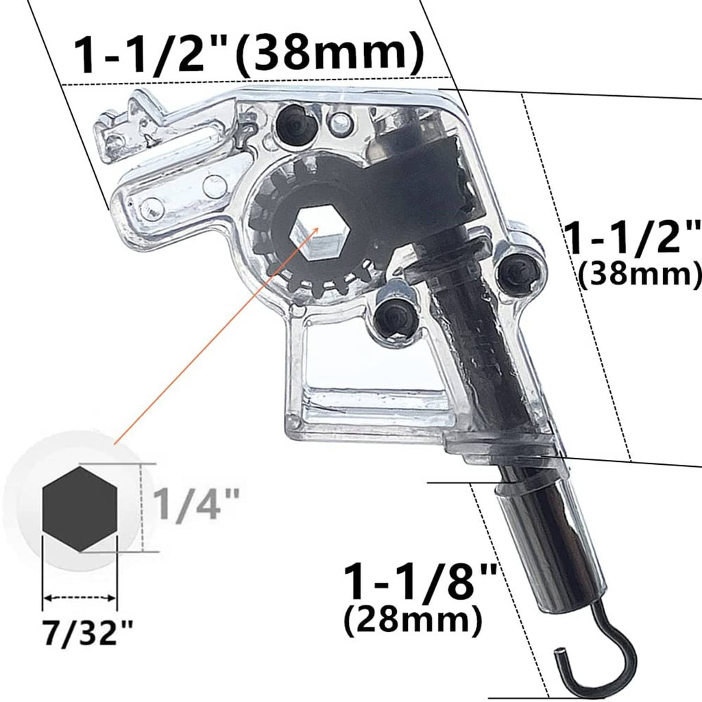 Low-profile blind wand tilter with metal bracket and black gear, 1-1/2 in size