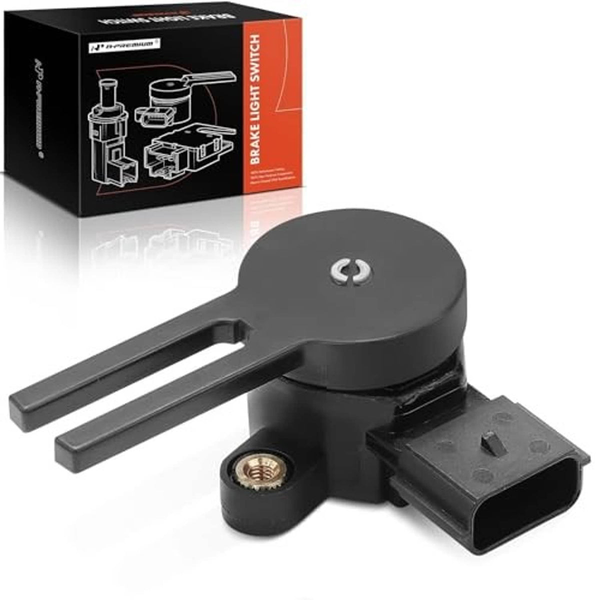 Brake pedal position sensor with black lever arm and multi-pin connector