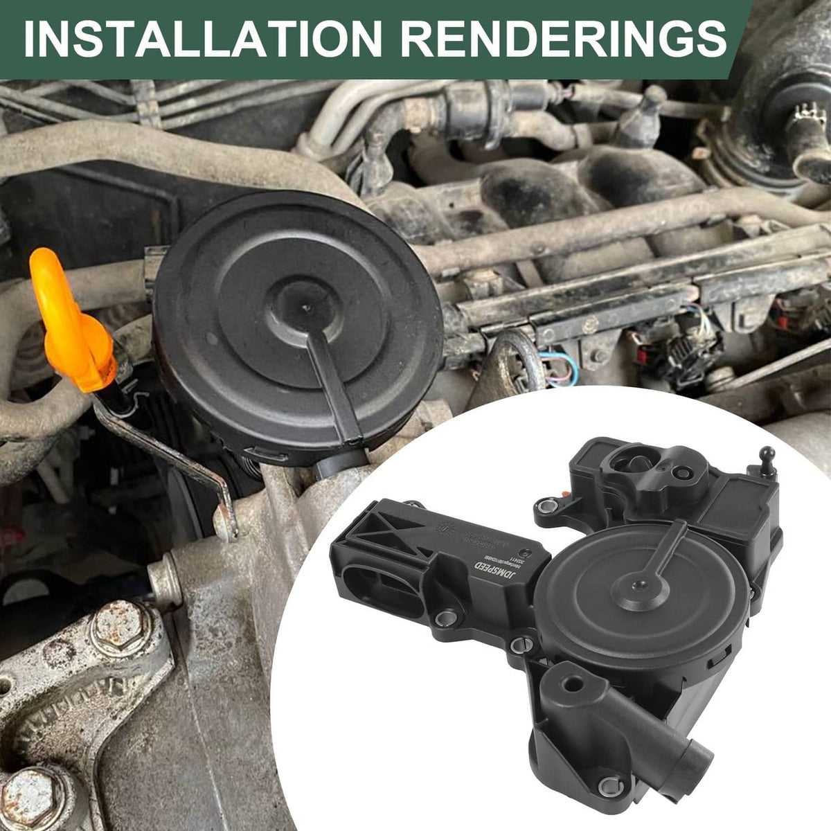 PCV oil separator valve assembly installed in engine bay