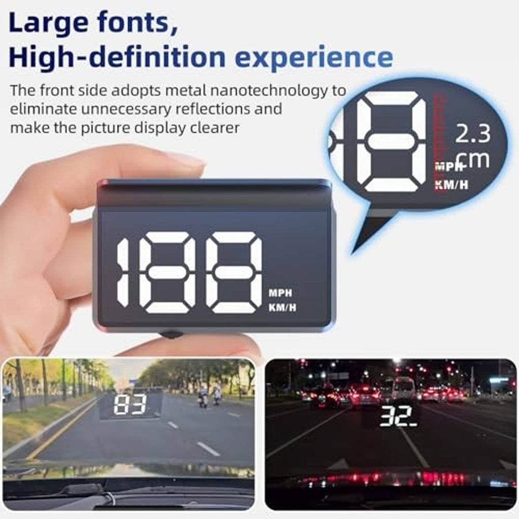 HUD head-up display with large high-definition digit window held in hand