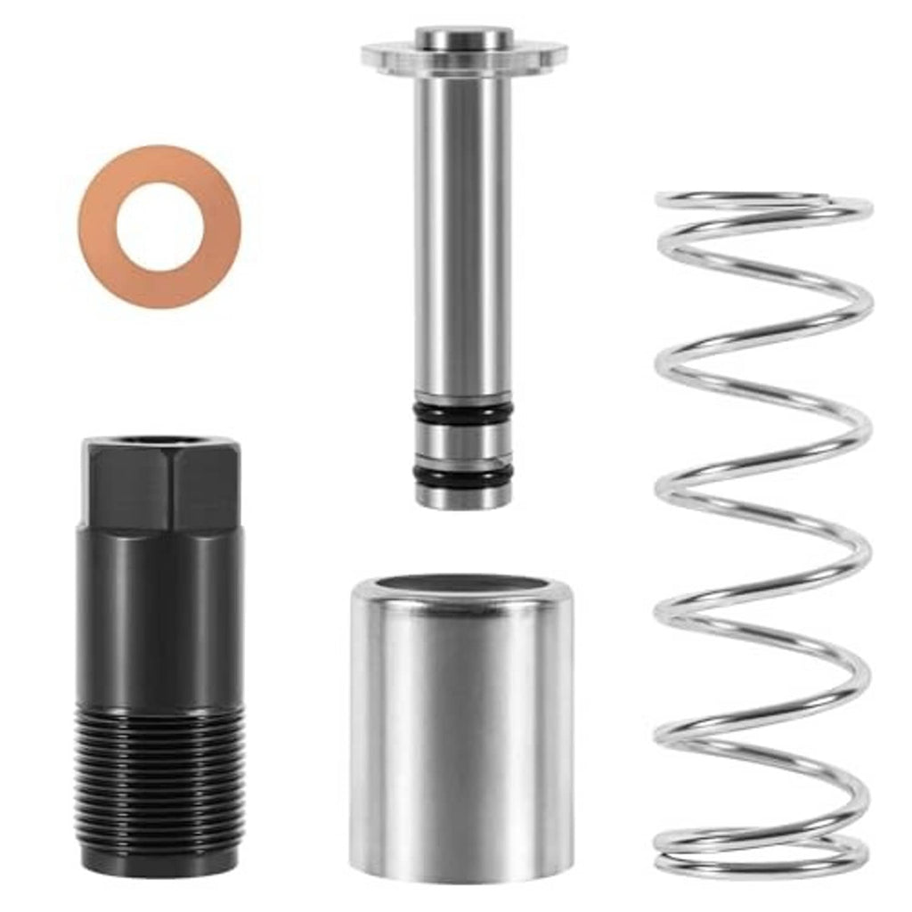 Pump plunger replacement kit with metal cylinder sleeve, black housing, spring coil and gasket