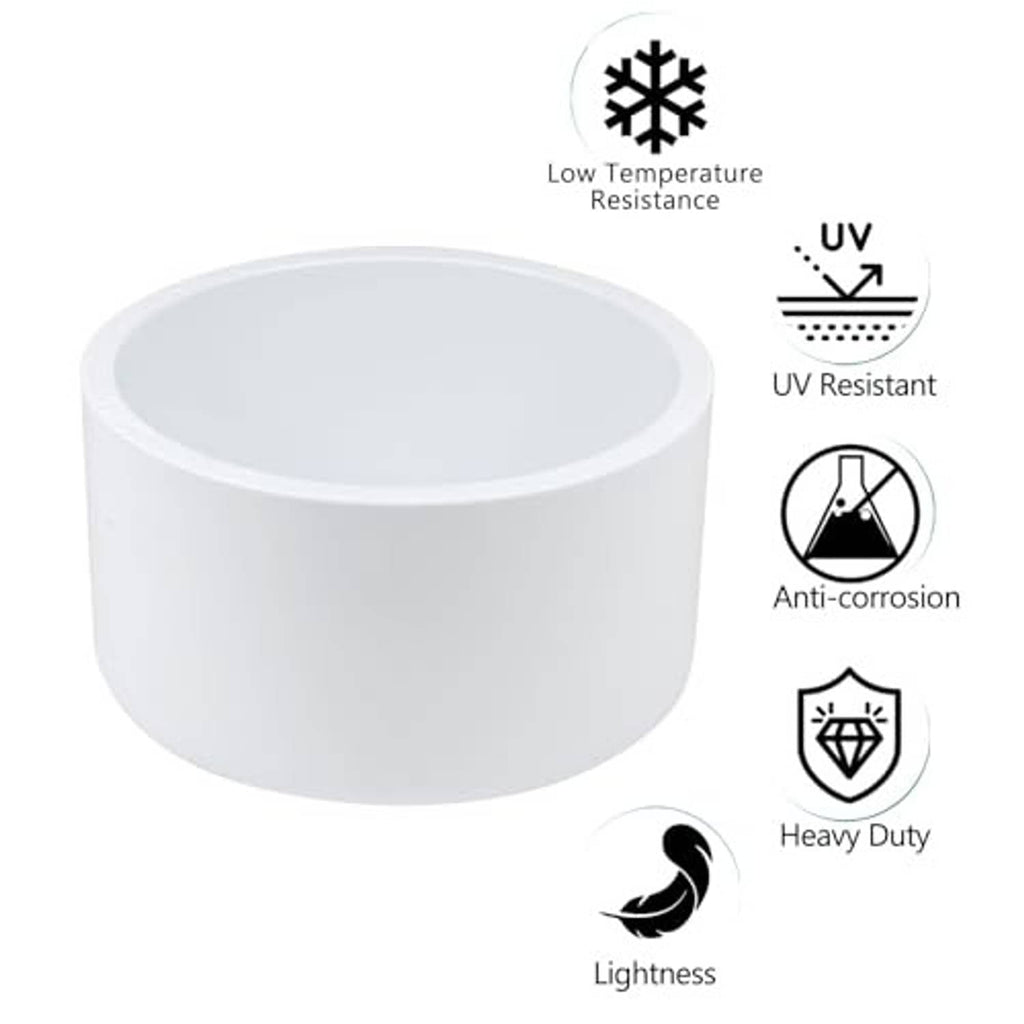 White PVC pipe end cap with smooth rim and open center