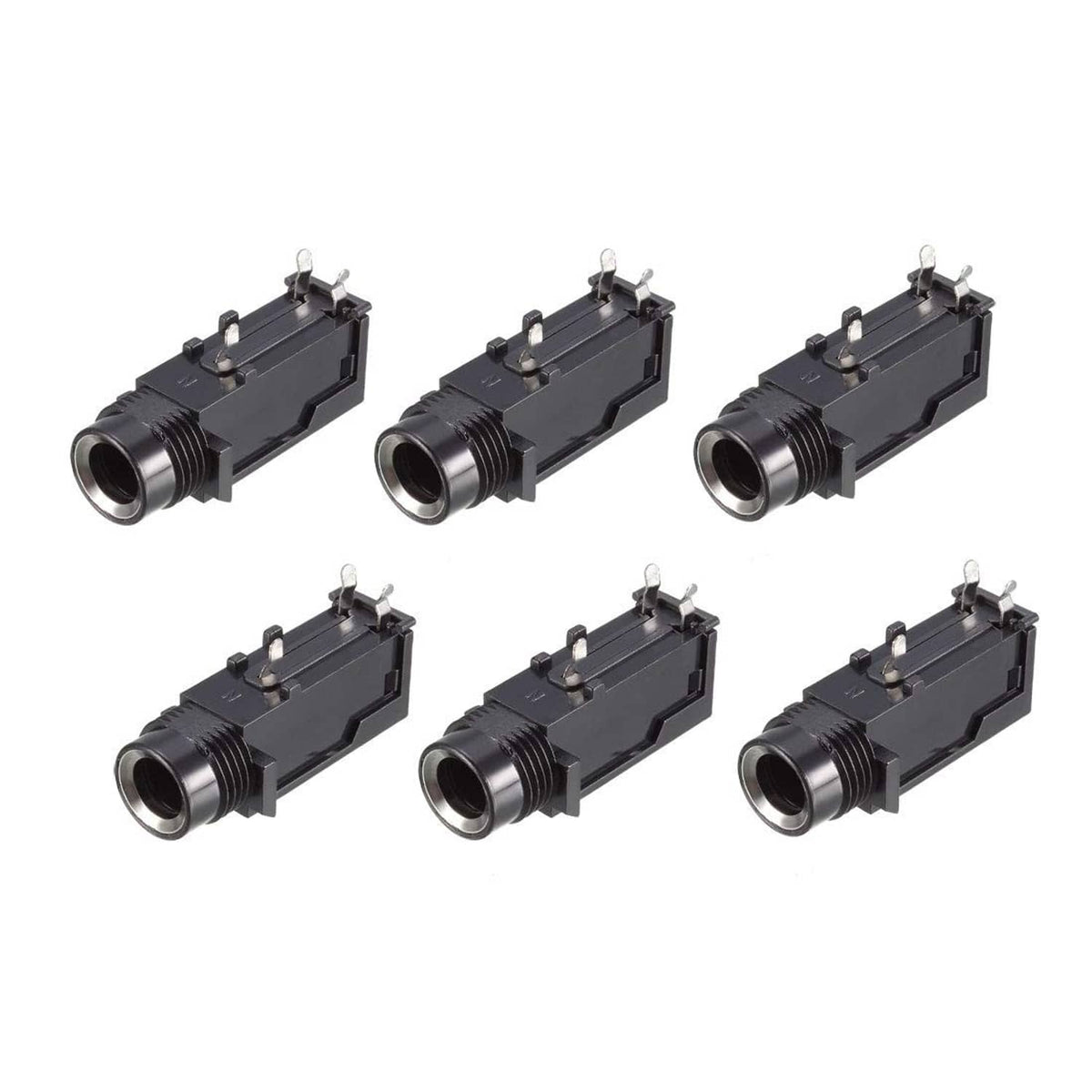 PCB-mount 6.35mm stereo headphone jack socket, 3-pin with solder terminals