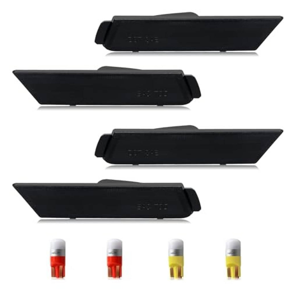 Smoked black side marker light lenses with red and yellow LED bulbs