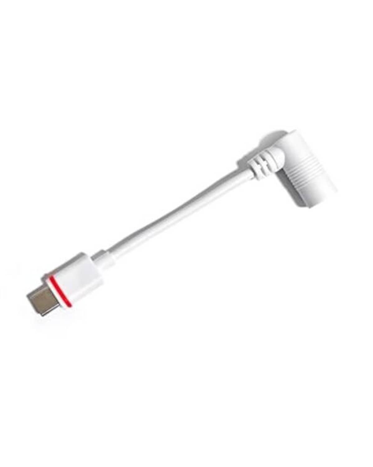 DC barrel to USB-C male adapter cable with silver connectors and red accent