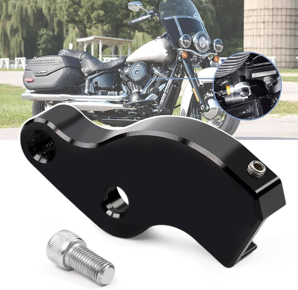 Black motorcycle shift arm neutral assist bracket with included mounting bolt