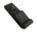 Front storage rack rubber latch with circular eyelet, black rubber bracket